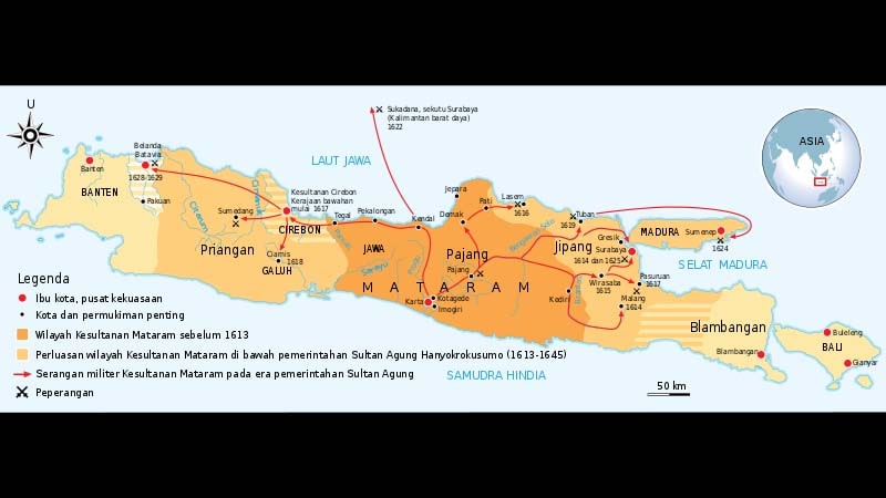 Peta Lokasi Kerajaan Mataram Islam