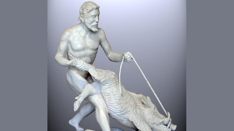 Dongeng Hercules - Patung Hercules Menangkap Babi Hutan